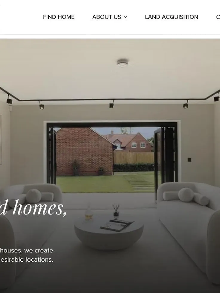 Aldenham Residential website homepage with a modern living room