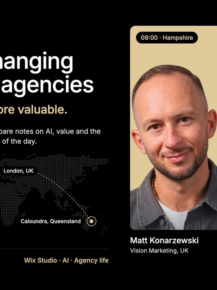 Maciej Konarzewski next to the headline about AI changing web design agencies